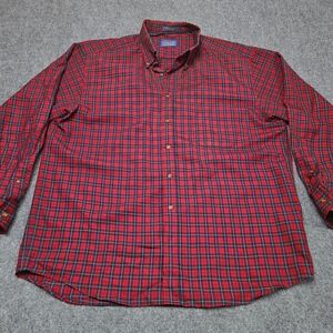Pendleton Button Down Shirt Mens XL Red Plaid Sir Pendleton Wool Flannel Outdoor